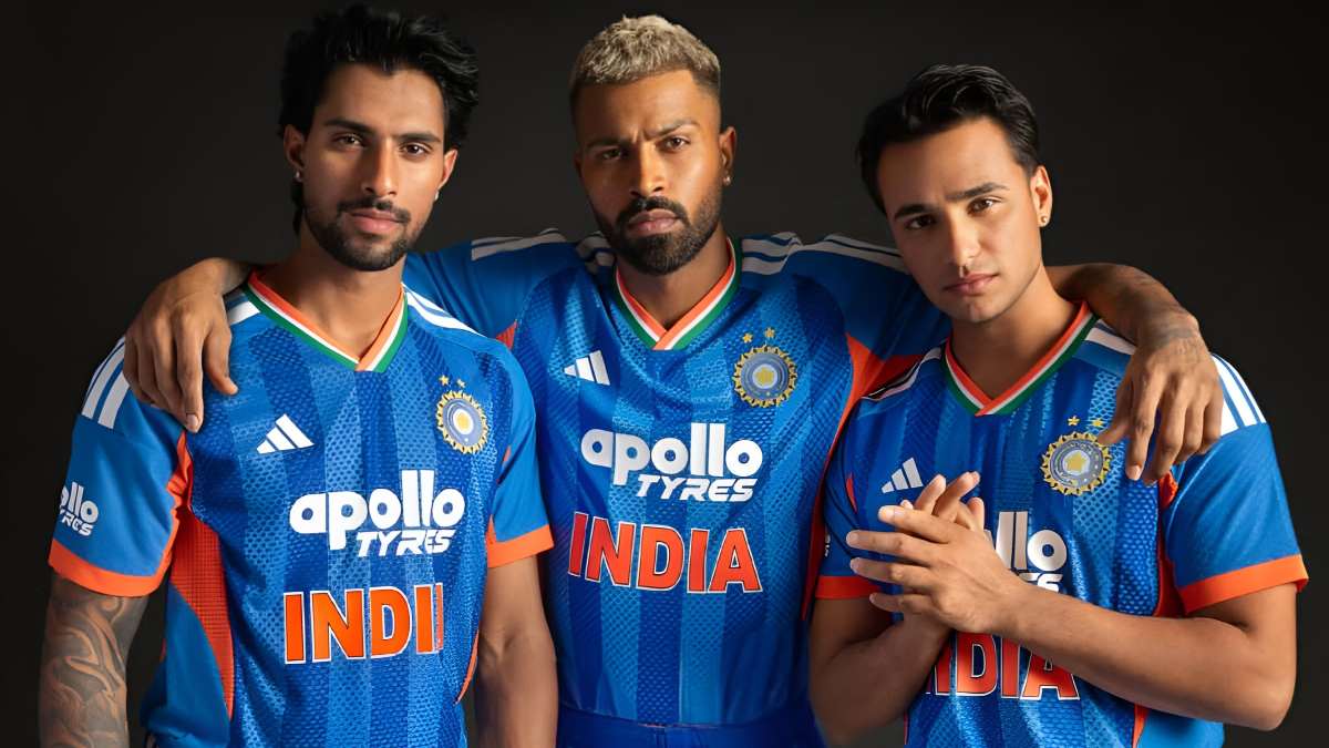Tilak Verma, Hardik Pandya and Abhishek Sharma in Team India T20 World Cup 2026 jersey